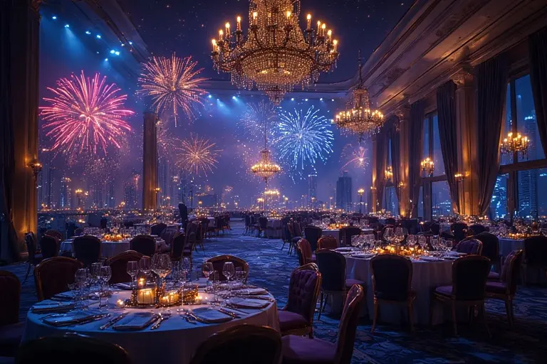 Lavish interior of the Atlantis The Royal Gala Dinner ballroom set for New Year's Eve 2026.